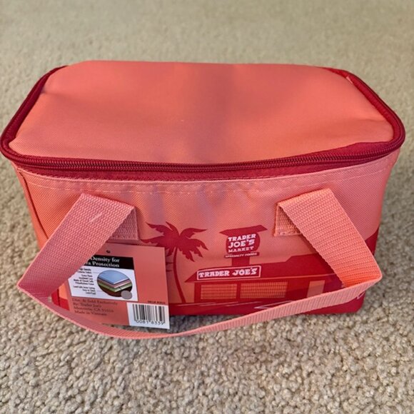 Trader Joe's Mini Insulated Tote Set of 2 Lunch Bags New Season Peach And Blue - Picture 7 of 9